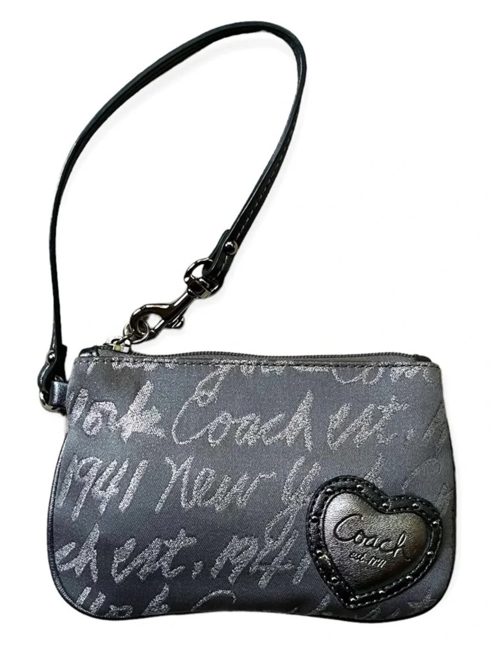 EUC COACH  POPPY  GRAFFITY SCRIPT HEART SILVER WRISTLE - Picture 8 of 11